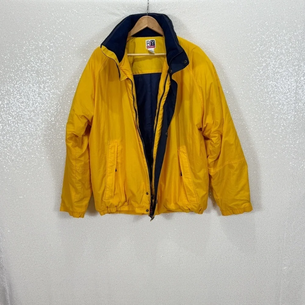 Vintage R&Y Sport Performance Jacket Men’s Medium Yellow Puffer Coat Hooded